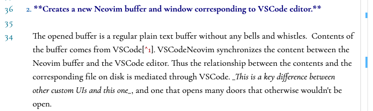 Screenshot of VSCode editing Markdown in proportional font